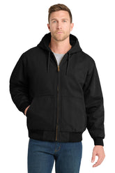 CornerStone® Washed Duck Cloth Insulated Hooded Work Jacket - Black - XS